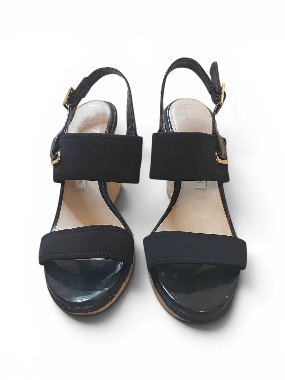 Dana Buchman Paxton Boho Black Espadrille-Style Mixed-Media Wedge Sandal Size 9